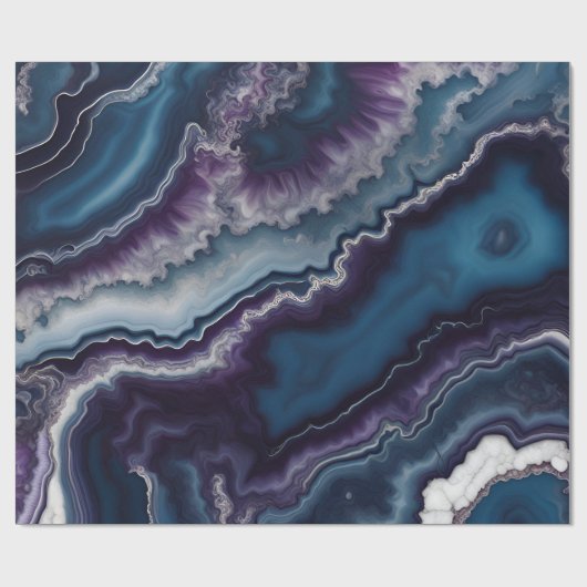 パープルブルーホワイトアガテマーブルデザイン ラッピングペーパー (フラット)