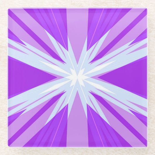 パープルブルーホワイトクリスマススターバストスターフェスティバル ガラスコースター (正面)