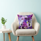パープルブルーホワイトパンジーフローラ花 クッション (椅子)