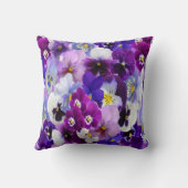 パープルブルーホワイトパンジーフローラ花 クッション (裏面)