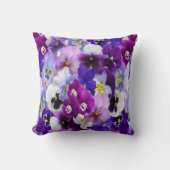 パープルブルーホワイトパンジーフローラ花 クッション (正面)
