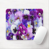 パープルブルーホワイトパンジーフローラ花 マウスパッド (マウス)