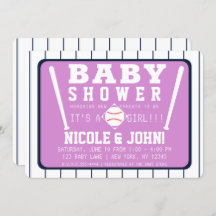 パープルブルーホワイトピンプリペス野球赤ちゃんシャワー