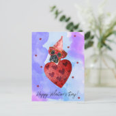 パープルブルーボクサーバレンタインデイギフトドッグ シーズンポストカード (スタンド正面)