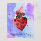 パープルブルーボクサーバレンタインデイギフトドッグ シーズンポストカード (正面)