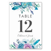 パープルブルーボー結婚ホフローラのテーブルカード テーブルナンバー (裏面)