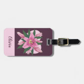 パープルブルーミングリリー甘いハートラゲッジタグ ラゲッジタグ (正面横)