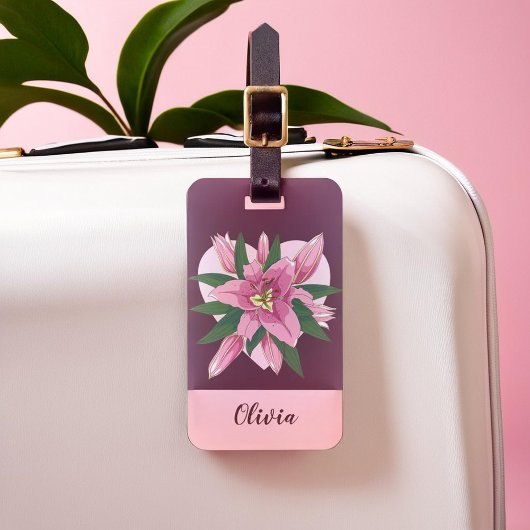 パープルブルーミングリリー甘いハートラゲッジタグ ラゲッジタグ