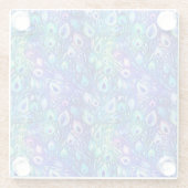 パープルブルーミントピーコックフェザー ガラスコースター (裏面)