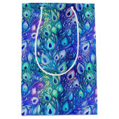 パープルブルーミントピーコックフェザー ミディアムペーパーバッグ (正面)