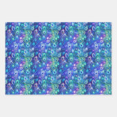 パープルブルーミントピーコックフェザー ラッピングペーパーシート (正面)