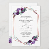 パープルブルームグリーン幾何学モダンウェディング 招待状 (正面/裏面)