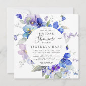 パープルブルームーヴヴィオラ春フローラブライダルシャワー 招待状 (正面)