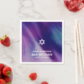 パープルブルーモダンスターデイビッドバー(ユダヤ教の)バル・ミツバーヘブライ語 スタンダードカクテルナプキン (インサイチュ)