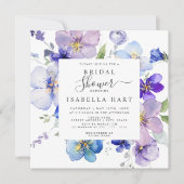 パープルブルーモーヴェパンシーヴィオラフローラブライダルシャワー 招待状 (正面)