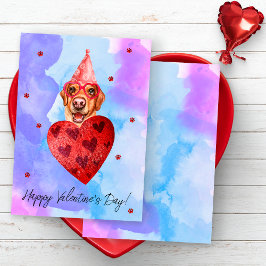 パープルブルーラブラドールバレンタインズデイギフトドッグ シーズンカード