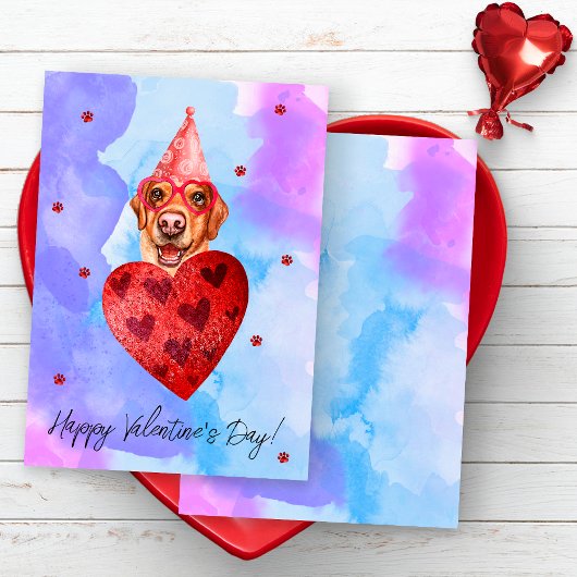 パープルブルーラブラドールバレンタインズデイギフトドッグ シーズンカード