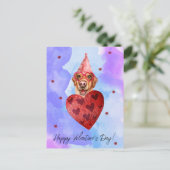 パープルブルーラブラドールバレンタインズデイギフトドッグ シーズンポストカード (スタンド正面)