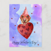 パープルブルーラブラドールバレンタインズデイギフトドッグ シーズンポストカード (正面)