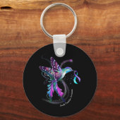 パープルブルーリボン自殺防止認識度 キーホルダー (正面)