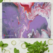 パープルブルーレッドオレンジホワイト抽象芸術 キッチンタオル (折り畳み)