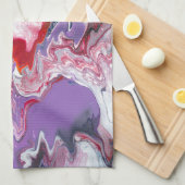 パープルブルーレッドオレンジホワイト抽象芸術 キッチンタオル (四つ折り)