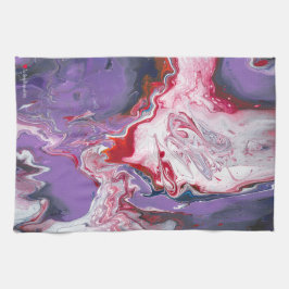 パープルブルーレッドオレンジホワイト抽象芸術 キッチンタオル