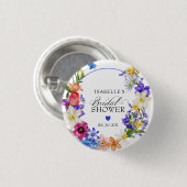 パープルブルーレッドワイルドフラワーブライダルシャワー 缶バッジ (正面&裏面)