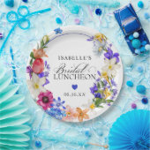 パープルブルーレッドワイルドフラワーブライダルランチョンシャワー ペーパープレート (パーティー)