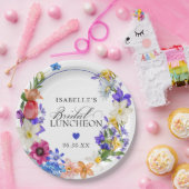 パープルブルーレッドワイルドフラワーブライダルランチョンシャワー ペーパープレート (パーティー)