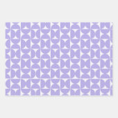 パープルブルーレトロ60s 70s幾何学的ハートロマンチック ラッピングペーパーシート (正面)