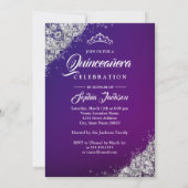 パープルブルーレースダイヤモンドスパークルガウンキンセアニェラ 招待状 (裏面)