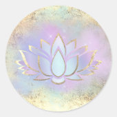 パープルブルーロータスロゴクラシックラウンドステッカー ラウンドシール (正面)