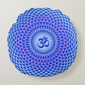 パープルブルーロータス花瞑想ホイールOM ラウンドクッション (正面)
