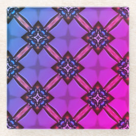 パープルブルーヴィンテージステンドグラススタイルコースター ガラスコースター