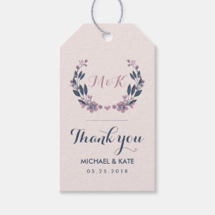 パープルブルーヴィンテージフラワーリース結婚ズギフトラベル ギフトタグ
