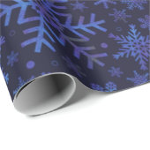 パープルブルー凍っていスノーフレーク包装紙 ラッピングペーパー (ロールコーナー)