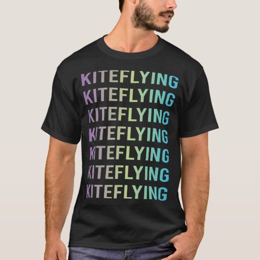 パープルブルー凧揚げ Tシャツ (正面)