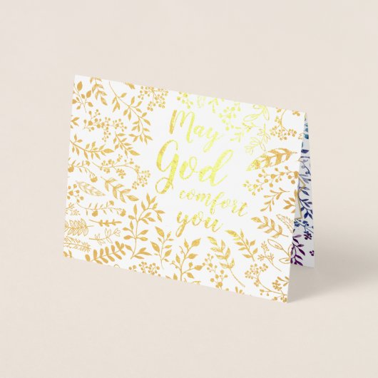 パープルブルー宗教的な神の心地よいあなた悔やみや弔慰 箔カード (正面)