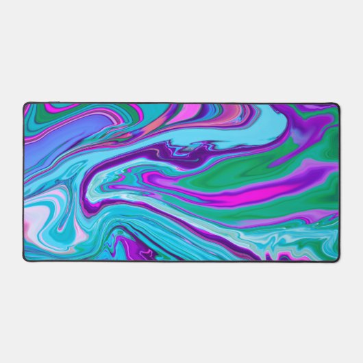 パープルブルー抽象芸術よくはしゃぐ大理石デザイン名 デスクマット (正面)