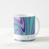 パープルブルー抽象芸術波 コーヒーマグカップ (正面右)