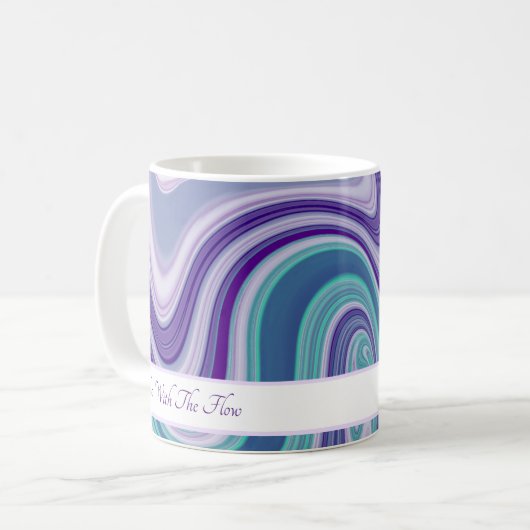 パープルブルー抽象芸術波 コーヒーマグカップ (正面左)