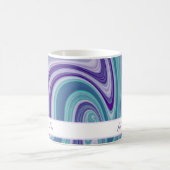 パープルブルー抽象芸術波 コーヒーマグカップ (中央)