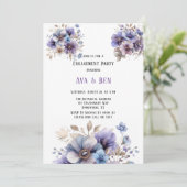 パープルブルー絵を描フローラ婚約パーティ 招待状 (スタンド正面)