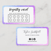 パープルブルー縁どフェイクグリッターロイヤリティカード 名刺 (正面/裏面)