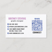 パープルブルー虹彩色フォイルグリッター紙吹雪ロゴ 名刺 (裏面)