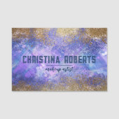 パープルブルー金ゴールドグリッター芸術的メイクアップアーティスト 名札 (正面)