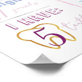 パープルブルー金ゴールド冬マイ誕生日統計フォト ポスター (角)