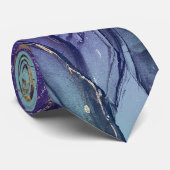 パープルブルー金ゴールド大理石エレガント ネクタイ (ロール)