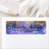 パープルブルー金ゴールド芸術的グリッターモダングラム ラベル (インサイチュ)